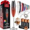 imageZulay Kitchen Powerful Double Whisk Milk Frother Handheld  Foam Maker With Stand  Whisk Drink Mixer for Coffee Mini Foamer for Latte Matcha Frappe Hot Chocolate ampamp Cappuccino Blizzard WhiteFire Red