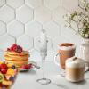imageZulay Kitchen Powerful Double Whisk Milk Frother Handheld  Foam Maker With Stand  Whisk Drink Mixer for Coffee Mini Foamer for Latte Matcha Frappe Hot Chocolate ampamp Cappuccino Blizzard WhiteCrystal Quartz