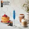 imageZulay Kitchen Powerful Double Whisk Milk Frother Handheld  Foam Maker With Stand  Whisk Drink Mixer for Coffee Mini Foamer for Latte Matcha Frappe Hot Chocolate ampamp Cappuccino Blizzard WhiteMetallic Blue