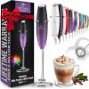 imageZulay Kitchen Powerful Double Whisk Milk Frother Handheld  Foam Maker With Stand  Whisk Drink Mixer for Coffee Mini Foamer for Latte Matcha Frappe Hot Chocolate ampamp Cappuccino Blizzard WhiteGalaxy