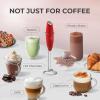 imageZulay Kitchen Powerful Double Whisk Milk Frother Handheld  Foam Maker With Stand  Whisk Drink Mixer for Coffee Mini Foamer for Latte Matcha Frappe Hot Chocolate ampamp Cappuccino Blizzard WhiteCardinal Red