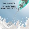 imageZulay Kitchen Powerful Double Whisk Milk Frother Handheld  Foam Maker With Stand  Whisk Drink Mixer for Coffee Mini Foamer for Latte Matcha Frappe Hot Chocolate ampamp Cappuccino Blizzard WhiteCaribbean Aqua