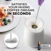 imageZulay Kitchen Powerful Double Whisk Milk Frother Handheld  Foam Maker With Stand  Whisk Drink Mixer for Coffee Mini Foamer for Latte Matcha Frappe Hot Chocolate ampamp Cappuccino Blizzard WhiteGalaxy