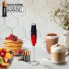 imageZulay Kitchen Powerful Double Whisk Milk Frother Handheld  Foam Maker With Stand  Whisk Drink Mixer for Coffee Mini Foamer for Latte Matcha Frappe Hot Chocolate ampamp Cappuccino Blizzard WhiteFire Red