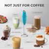 imageZulay Kitchen Powerful Double Whisk Milk Frother Handheld  Foam Maker With Stand  Whisk Drink Mixer for Coffee Mini Foamer for Latte Matcha Frappe Hot Chocolate ampamp Cappuccino Blizzard WhiteBlue Teal