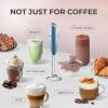imageZulay Kitchen Powerful Double Whisk Milk Frother Handheld  Foam Maker With Stand  Whisk Drink Mixer for Coffee Mini Foamer for Latte Matcha Frappe Hot Chocolate ampamp Cappuccino Blizzard WhiteMetallic Ice Blue