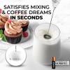 imageZulay Kitchen Powerful Double Whisk Milk Frother Handheld  Foam Maker With Stand  Whisk Drink Mixer for Coffee Mini Foamer for Latte Matcha Frappe Hot Chocolate ampamp Cappuccino Blizzard WhiteCrystal Quartz
