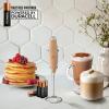 imageZulay Kitchen Powerful Double Whisk Milk Frother Handheld  Foam Maker With Stand  Whisk Drink Mixer for Coffee Mini Foamer for Latte Matcha Frappe Hot Chocolate ampamp Cappuccino Blizzard WhiteMaple