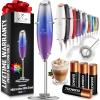 imageZulay Kitchen Powerful Double Whisk Milk Frother Handheld  Foam Maker With Stand  Whisk Drink Mixer for Coffee Mini Foamer for Latte Matcha Frappe Hot Chocolate ampamp Cappuccino Blizzard WhiteFirework