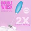 imageZulay Kitchen Powerful Double Whisk Milk Frother Handheld  Foam Maker With Stand  Whisk Drink Mixer for Coffee Mini Foamer for Latte Matcha Frappe Hot Chocolate ampamp Cappuccino Blizzard WhiteBlue Teal