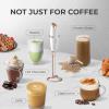 imageZulay Kitchen Powerful Double Whisk Milk Frother Handheld  Foam Maker With Stand  Whisk Drink Mixer for Coffee Mini Foamer for Latte Matcha Frappe Hot Chocolate ampamp Cappuccino Blizzard WhiteExec White  Rose Gold