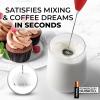 imageZulay Kitchen Powerful Double Whisk Milk Frother Handheld  Foam Maker With Stand  Whisk Drink Mixer for Coffee Mini Foamer for Latte Matcha Frappe Hot Chocolate ampamp Cappuccino Blizzard WhiteCardinal Red