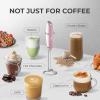 imageZulay Kitchen Powerful Double Whisk Milk Frother Handheld  Foam Maker With Stand  Whisk Drink Mixer for Coffee Mini Foamer for Latte Matcha Frappe Hot Chocolate ampamp Cappuccino Blizzard WhiteCotton Candy
