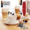 imageZulay Kitchen Powerful Double Whisk Milk Frother Handheld  Foam Maker With Stand  Whisk Drink Mixer for Coffee Mini Foamer for Latte Matcha Frappe Hot Chocolate ampamp Cappuccino Blizzard WhiteCardinal Red