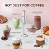 imageZulay Kitchen Powerful Double Whisk Milk Frother Handheld  Foam Maker With Stand  Whisk Drink Mixer for Coffee Mini Foamer for Latte Matcha Frappe Hot Chocolate ampamp Cappuccino Blizzard WhiteBright Silver