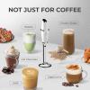 imageZulay Kitchen Powerful Double Whisk Milk Frother Handheld  Foam Maker With Stand  Whisk Drink Mixer for Coffee Mini Foamer for Latte Matcha Frappe Hot Chocolate ampamp Cappuccino Blizzard WhiteWhite  Black