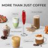 imageZulay Kitchen Powerful Double Whisk Milk Frother Handheld  Foam Maker With Stand  Whisk Drink Mixer for Coffee Mini Foamer for Latte Matcha Frappe Hot Chocolate ampamp Cappuccino Blizzard WhiteCardinal Red