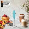 imageZulay Kitchen Powerful Double Whisk Milk Frother Handheld  Foam Maker With Stand  Whisk Drink Mixer for Coffee Mini Foamer for Latte Matcha Frappe Hot Chocolate ampamp Cappuccino Blizzard WhiteCaribbean Aqua