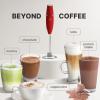 imageZulay Kitchen Powerful Double Whisk Milk Frother Handheld  Foam Maker With Stand  Whisk Drink Mixer for Coffee Mini Foamer for Latte Matcha Frappe Hot Chocolate ampamp Cappuccino Blizzard WhiteCardinal Red