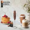 imageZulay Kitchen Powerful Double Whisk Milk Frother Handheld  Foam Maker With Stand  Whisk Drink Mixer for Coffee Mini Foamer for Latte Matcha Frappe Hot Chocolate ampamp Cappuccino Blizzard WhiteWalnut