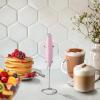 imageZulay Kitchen Powerful Double Whisk Milk Frother Handheld  Foam Maker With Stand  Whisk Drink Mixer for Coffee Mini Foamer for Latte Matcha Frappe Hot Chocolate ampamp Cappuccino Blizzard WhiteCotton Candy