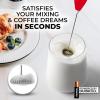 imageZulay Kitchen Powerful Double Whisk Milk Frother Handheld  Foam Maker With Stand  Whisk Drink Mixer for Coffee Mini Foamer for Latte Matcha Frappe Hot Chocolate ampamp Cappuccino Blizzard WhiteFire Red