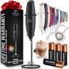 imageZulay Kitchen Powerful Double Whisk Milk Frother Handheld  Foam Maker With Stand  Whisk Drink Mixer for Coffee Mini Foamer for Latte Matcha Frappe Hot Chocolate ampamp Cappuccino Blizzard WhiteBlack Exec Series