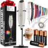 imageZulay Kitchen Powerful Double Whisk Milk Frother Handheld  Foam Maker With Stand  Whisk Drink Mixer for Coffee Mini Foamer for Latte Matcha Frappe Hot Chocolate ampamp Cappuccino Blizzard WhiteExec Gray  Black