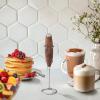 imageZulay Kitchen Powerful Double Whisk Milk Frother Handheld  Foam Maker With Stand  Whisk Drink Mixer for Coffee Mini Foamer for Latte Matcha Frappe Hot Chocolate ampamp Cappuccino Blizzard WhiteWalnut