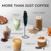 imageZulay Kitchen Powerful Double Whisk Milk Frother Handheld  Foam Maker With Stand  Whisk Drink Mixer for Coffee Mini Foamer for Latte Matcha Frappe Hot Chocolate ampamp Cappuccino Blizzard WhiteBlack Exec Series