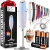 imageZulay Kitchen Powerful Double Whisk Milk Frother Handheld  Foam Maker With Stand  Whisk Drink Mixer for Coffee Mini Foamer for Latte Matcha Frappe Hot Chocolate ampamp Cappuccino Blizzard WhiteCloud