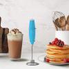 imageZulay Kitchen Powerful Double Whisk Milk Frother Handheld  Foam Maker With Stand  Whisk Drink Mixer for Coffee Mini Foamer for Latte Matcha Frappe Hot Chocolate ampamp Cappuccino Blizzard WhiteBlue Teal