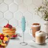 imageZulay Kitchen Powerful Double Whisk Milk Frother Handheld  Foam Maker With Stand  Whisk Drink Mixer for Coffee Mini Foamer for Latte Matcha Frappe Hot Chocolate ampamp Cappuccino Blizzard WhiteFresh Mint