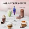 imageZulay Kitchen Powerful Double Whisk Milk Frother Handheld  Foam Maker With Stand  Whisk Drink Mixer for Coffee Mini Foamer for Latte Matcha Frappe Hot Chocolate ampamp Cappuccino Blizzard WhiteFirework