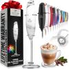 imageZulay Kitchen Powerful Double Whisk Milk Frother Handheld  Foam Maker With Stand  Whisk Drink Mixer for Coffee Mini Foamer for Latte Matcha Frappe Hot Chocolate ampamp Cappuccino Blizzard WhiteCrystal Quartz