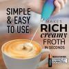 imageZulay Kitchen Powerful Double Whisk Milk Frother Handheld  Foam Maker With Stand  Whisk Drink Mixer for Coffee Mini Foamer for Latte Matcha Frappe Hot Chocolate ampamp Cappuccino Blizzard WhiteAurora Lights
