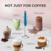 imageZulay Kitchen Powerful Double Whisk Milk Frother Handheld  Foam Maker With Stand  Whisk Drink Mixer for Coffee Mini Foamer for Latte Matcha Frappe Hot Chocolate ampamp Cappuccino Blizzard WhiteMetallic Blue