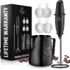 imageZulay Powerful Milk Frother for Coffee with Upgraded Titanium Motor  Handheld Frother Electric Whisk Milk Foamer Mini Mixer ampamp Coffee Blender Frother for Frappe Latte Matcha No Stand  SilverMidnight Black