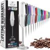 imageZulay Powerful Milk Frother for Coffee with Upgraded Titanium Motor  Handheld Frother Electric Whisk Milk Foamer Mini Mixer ampamp Coffee Blender Frother for Frappe Latte Matcha No Stand  SilverWhite
