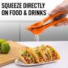 imageZulay Premium Quality Metal Lime Squeezer Citrus Juicer Manual Press for Extracting the Most Juice Possible  Lime Juicer BlackOrange