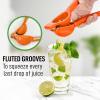 imageZulay Premium Quality Metal Lime Squeezer Citrus Juicer Manual Press for Extracting the Most Juice Possible  Lime Juicer BlackOrange