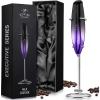 imageZulay Powerful Milk Frother for Coffee with Upgraded Titanium Motor  Handheld Frother Electric Whisk Milk Foamer Mini Mixer ampamp Coffee Blender Frother for Frappe Latte Matcha No Stand  SilverBlackPurple