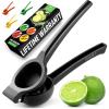imageZulay Premium Quality Metal Lime Squeezer Citrus Juicer Manual Press for Extracting the Most Juice Possible  Lime Juicer BlackMidnight Black