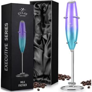 imageZulay Powerful Milk Frother for Coffee with Upgraded Titanium Motor  Handheld Frother Electric Whisk Milk Foamer Mini Mixer ampamp Coffee Blender Frother for Frappe Latte Matcha No Stand  SilverPurpleTeal