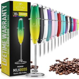 imageZulay Powerful Milk Frother for Coffee with Upgraded Titanium Motor  Handheld Frother Electric Whisk Milk Foamer Mini Mixer ampamp Coffee Blender Frother for Frappe Latte Matcha No Stand  SilverGreenYellow