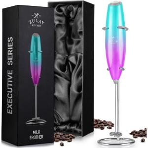 imageZulay Powerful Milk Frother for Coffee with Upgraded Titanium Motor  Handheld Frother Electric Whisk Milk Foamer Mini Mixer ampamp Coffee Blender Frother for Frappe Latte Matcha No Stand  SilverTealPink