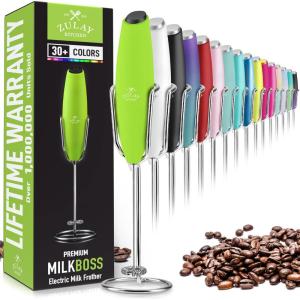 imageZulay Powerful Milk Frother for Coffee with Upgraded Titanium Motor  Handheld Frother Electric Whisk Milk Foamer Mini Mixer ampamp Coffee Blender Frother for Frappe Latte Matcha No Stand  SilverGreen  Black