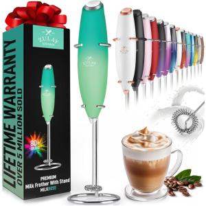 imageZulay Powerful Milk Frother for Coffee with Upgraded Titanium Motor  Handheld Frother Electric Whisk Milk Foamer Mini Mixer ampamp Coffee Blender Frother for Frappe Latte Matcha No Stand  SilverTealAqua