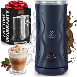 imageZulay Powerful Milk Frother for Coffee with Upgraded Titanium Motor  Handheld Frother Electric Whisk Milk Foamer Mini Mixer ampamp Coffee Blender Frother for Frappe Latte Matcha No Stand  SilverNavy
