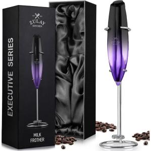 imageZulay Powerful Milk Frother for Coffee with Upgraded Titanium Motor  Handheld Frother Electric Whisk Milk Foamer Mini Mixer ampamp Coffee Blender Frother for Frappe Latte Matcha No Stand  SilverBlackPurple